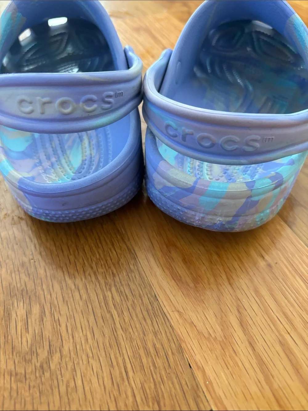 CROCS moon jelly marble Kids Lavender & Teal Tie-Dye Clog size j3 j 3 youth shoe